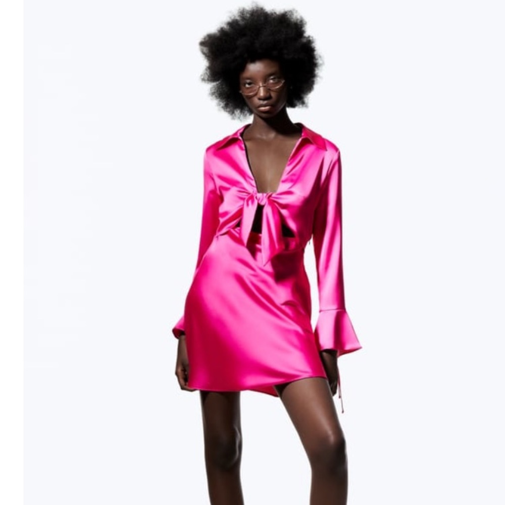 NWOT Zara pink satin minidress